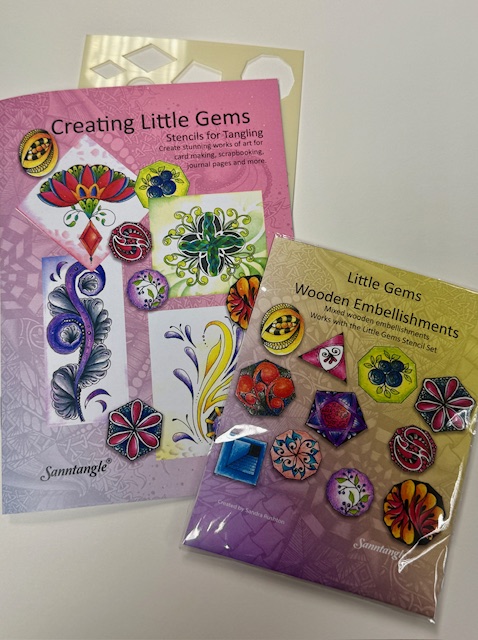 Creating little gems stencil, instructions and wooden embellishments pack of 25 shapes