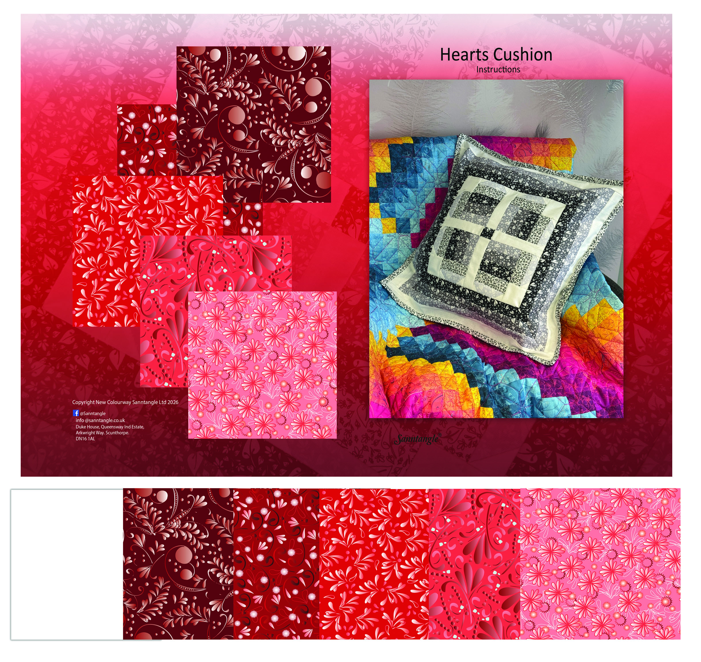 Quilted Hearts Cushion Covers - Pattern and Kits - Image 3