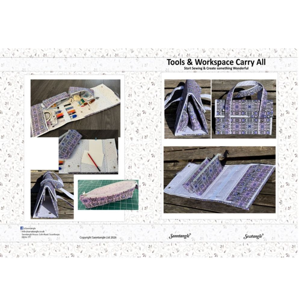 Sanntangle Tools and Workspace Carry All Pattern and Fabrics