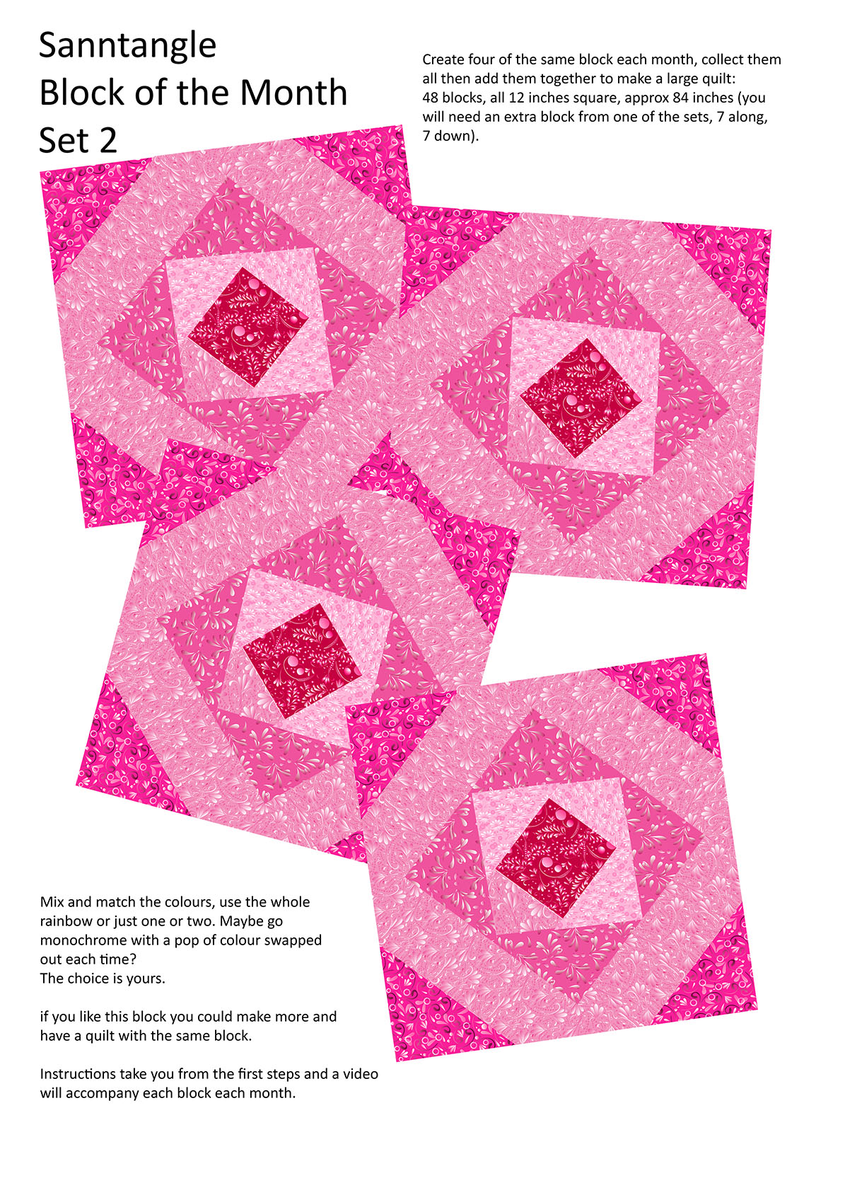 Block of the month Set 2 Fabrics and Patterns